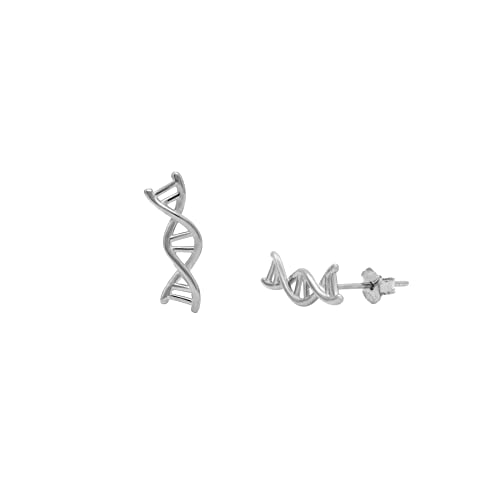 ScienceFox DNA-Helix-Ohrringe Ohrstecker aus 925 Sterlingsilber in Silber Gold Rosegold Eleganter Wissenschaftsschmuck Geschenk für Biologie- & Chemie-Liebhaber (925 Sterlingsilber) von ScienceFox