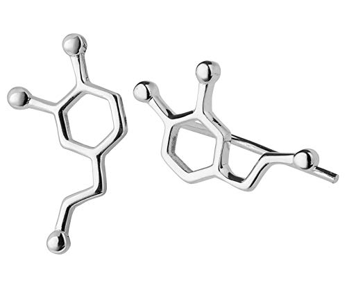 ScienceFox Dopamin Molekül Ohrstecker Ohrringe aus 925 Sterlingsilber in 3 Farben: Silber, Gold, Rosegold (Silber) von ScienceFox