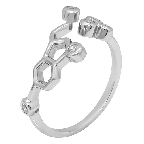 ScienceFox Serotonin Molekül Ring aus 925 Sterlingsilber Chemie Biologie Physik Wissenschaft Uni Student von ScienceFox