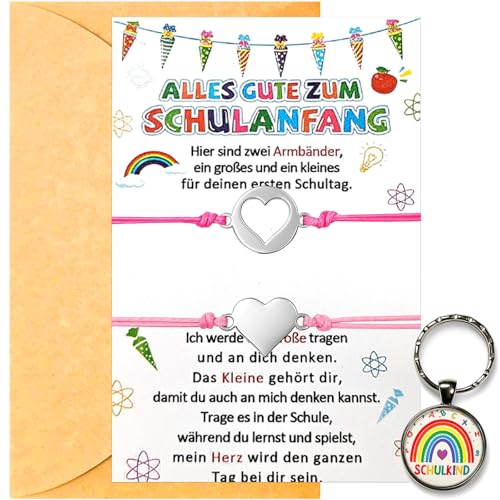 5 Stück Einschulung Geschenk Set, 2 Schultüte Mädchen Armband Mit Regenbogen Schlüsselanhänger Und Umschlag, Für Einschulung Mädchen, Schulkind 2025 Mädchen, Schultüte Füllung 5 Stück Einschulung Geschenk Set, 2 Schultüte Mädchen Armband Mit Regenbogen Schlüsselanhänger Und Umschlag, Für Einschulung Mädchen, Schulkind 2025 Mädchen, Schultüte Füllung von Scinzene