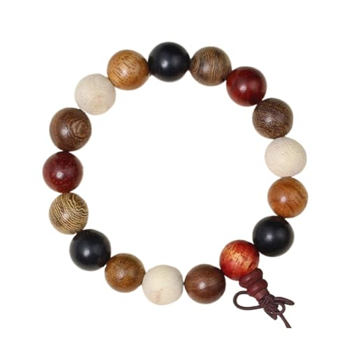 Scnvsi Elastische buddhistische Handgelenkkette, buntes 12-mm-Sandelholzperlenarmband, Perlenhandkettenschmuck für Meditation und Yoga von Scnvsi