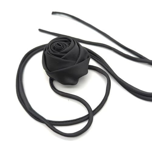 Scnvsi Verstellbare Rosen-Halskette, stilvolle Anhänger-Halskette, leichte Seil-Halskette, elegante Rosenband-Halskette, Stoffmaterial von Scnvsi