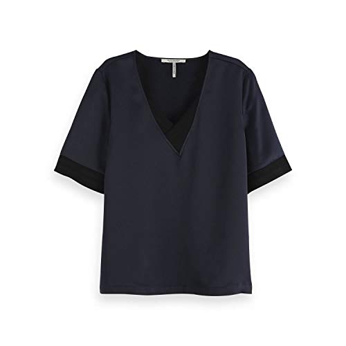 Maison Scotch Damen Top V-Neck Top 149810 Night L von Scotch & Soda