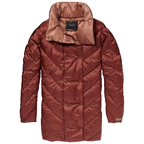 Scotch & Soda Maison Damen Quilted Longer Length Jacket with Asymmetric Quilting Jacke, Rot (Terracotta 1188), Small von Scotch & Soda