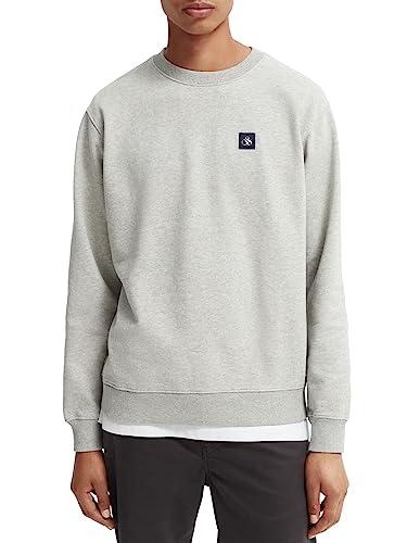 Scotch & Soda Men's Organic Cotton Felpa Crewneck Sweatshirt, Grey Melange 0606, XXL von Scotch & Soda