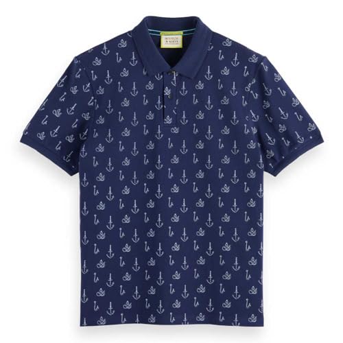 Scotch & Soda Herren Mini All Over Print Polo Shirt, Navy Blue 7007, XL EU von Scotch & Soda