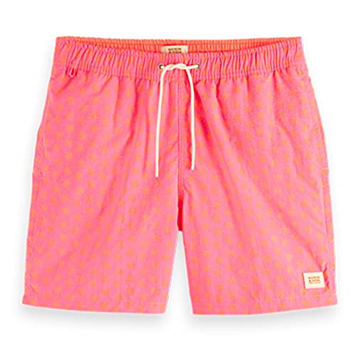 Scotch & Soda Unisex Mid Length - Mini Printed Swimshort Bademode, Flamingo Wax Leaf AOP, von Scotch & Soda