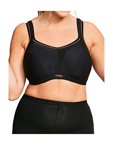 Sculptresse Damen Sport Bügel, Nicht gepolstert, hohe Belastung, Übergröße (#9441) BH, Undurchsichtige, Schwarz, 90D von Sculptresse