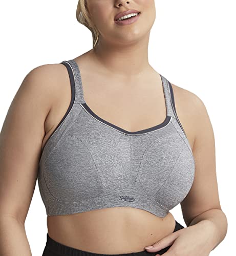 Sculptresse by Panache Damen Sport Bügel, Nicht gepolstert, hohe Belastung, Übergröße (#9441) BH, Undurchsichtige, Charcoal Marl, 85HH von Sculptresse