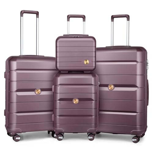 Sea choice Kofferset 4tlg Handgepäck Trolley Koffer mit Beautycase Hartschalen Polypropylene Reisekoffer TSA Schloss 4 Doppel-Rollen S-M-L-XL von Sea choice