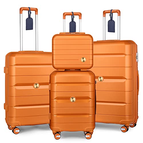 Sea choice Kofferset 4tlg Handgepäck Trolley Koffer mit Beautycase Hartschalen Polypropylene Reisekoffer TSA Schloss 4 Doppel-Rollen S-M-L-XL von Sea choice