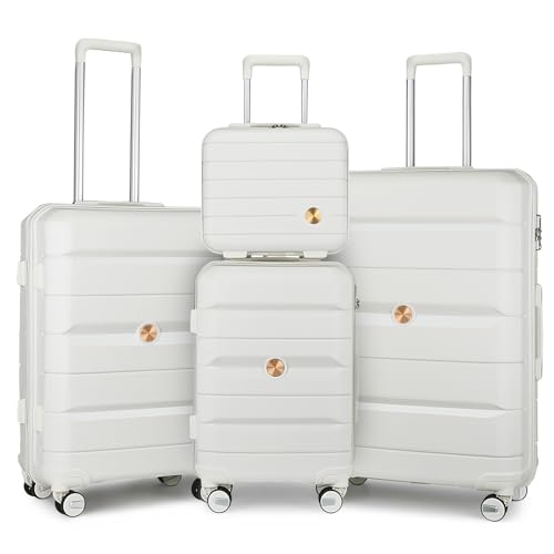 Sea choice Kofferset 4tlg Handgepäck Trolley Koffer mit Beautycase Hartschalen Polypropylene Reisekoffer TSA Schloss 4 Doppel-Rollen S-M-L-XL von Sea choice