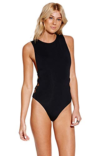 Seafolly Damen Active Ring Side High Neck Maillot Badeanzug, Schwarz (Black Black), 34 (Herstellergröße: 8) von Seafolly