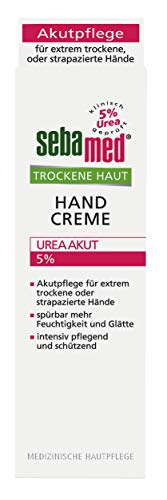 Trockene Haut Handcreme 5% Urea Akut 75 ml, lindert spürbar Spannungsgefühl, Rauheit und Rissigkeit und hilft, die natürliche Feuchtigkeitsbalance wieder herzustellen von Sebamed
