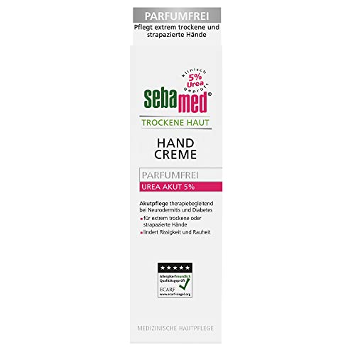 Sebamed Trockene Haut Urea Akut 5% Handcreme parfumfrei, pflegt extrem trockene und strapazierte Hände, lindert Rissigkeit und Rauheit, 75 ml (1er Pack) von Sebamed