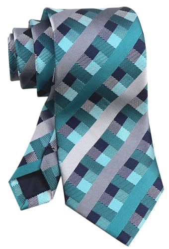 Secdtie 8 cm große, modische gestreifte Krawatten für Herren, kariert, Blumen-Krawatte für Hochzeit, Cyan, Blau, Grau, Einheitsgröße Secdtie 8 cm große, modische gestreifte Krawatten für Herren, kariert, Blumen-Krawatte für Hochzeit, Cyan, Blau, Grau, Einheitsgröße von Secdtie