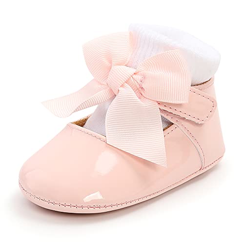 Baby Mädchen Mary Jane Schuhe Baby Mädchen Prinzessin Bow-Knot Schuhe Anti-Rutsch Baby First Walking Schuhe Hochzeitskleid Schuhe mit Socke von Sehfupoye