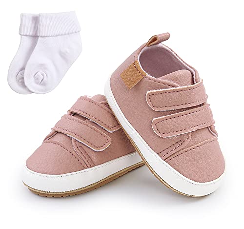 Sehfupoye Baby Mädchen Jungen Turnschuhe Kleinkind PU Leder erste Walking Schuhe Kleinkind Neugeborenes Prewalker Turnschuhe für 0-6 Monate mit Socke von Sehfupoye