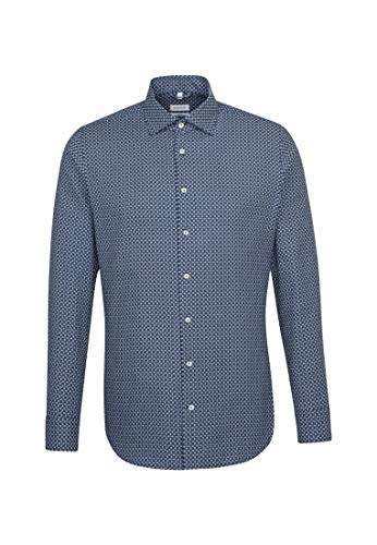 Seidensticker Herren Bedrucktes Hemd Mit Kent-Kragen Und Hohem – X-Slim Fit – Langarm – Paisley Businesshemd, Mehrfarbig (Blau 17), 44 von Seidensticker