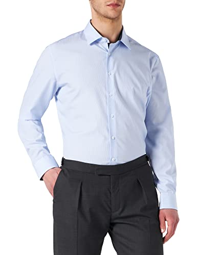 Seidensticker Herren Business-Hemd - Slim Fit - Bügelfrei - Kent-Kragen - Langarm - Patch - Streifen - 100% Baumwolle , lichtblauw39 von Seidensticker