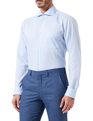 Seidensticker Herren Regular Bügelfrei Kent Langarm Business Shirt, hellblau, 46 EU von Seidensticker