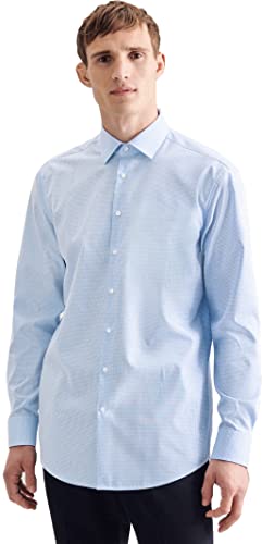 Seidensticker Herren Seidensticker Herren Business Hemd Slim Fit – Bügelfreies Businesshemd, Blau (Hellblau 12), 37 von Seidensticker