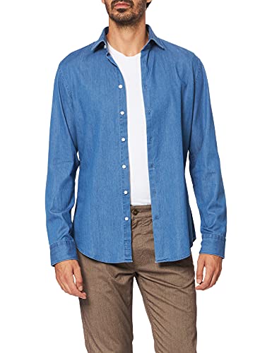 Seidensticker Herren Slim Langarm mit Kent Kragen Soft Denim Smart Business Jeanshemd, Blau (Blau 14), 37 von Seidensticker