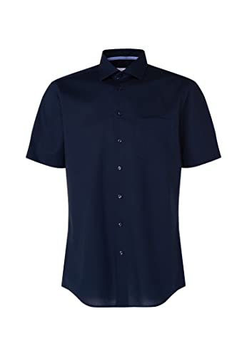 Seidensticker Men's Regular Fit Langarm Hemd Shirt, Blau, 44 von Seidensticker