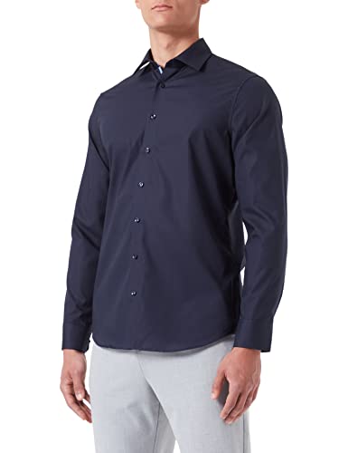 Seidensticker Men's Shaped Fit Hemd Langarm Shirt, Blau, 40 von Seidensticker