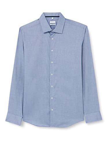 Seidensticker Men's Slim Fit Langarm Kragen Hemd Shirt, Blau, 37 von Seidensticker