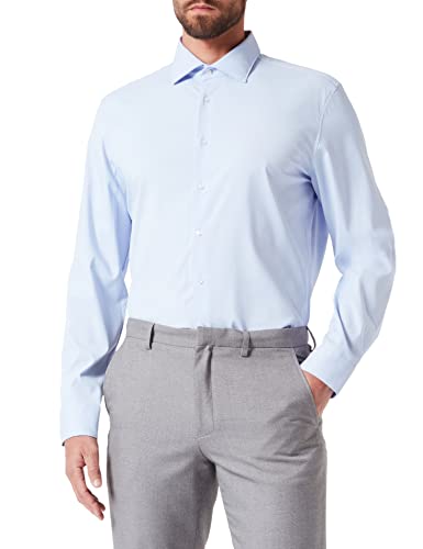 Seidensticker Men's Slim Fit Langarm Kragen Hemd Shirt, Hellblau, 42 von Seidensticker