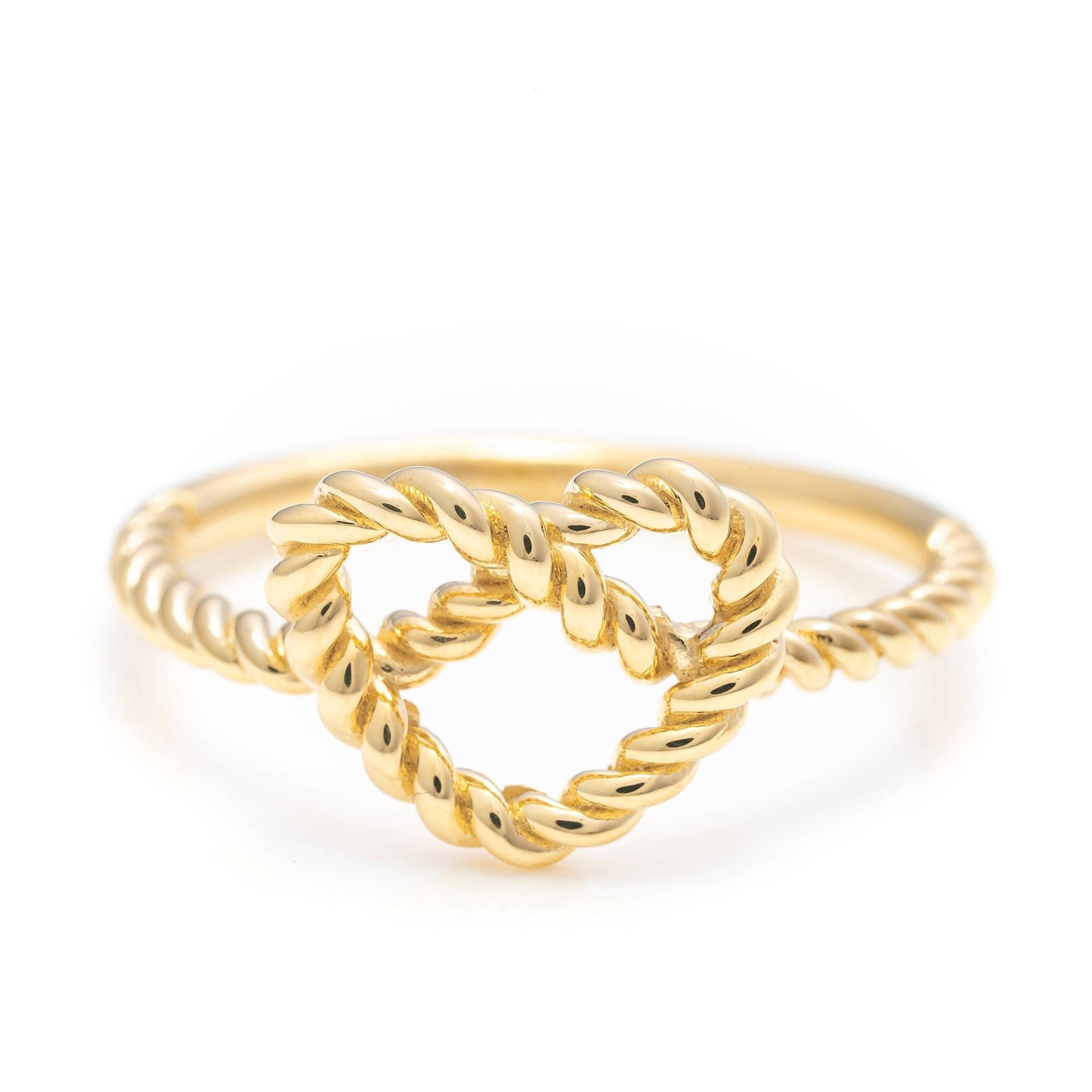 14K Solid Gold Herz Knoten Ring/Echt Twist Seil Handgemachter Feiner Schmuck Von Selanica von SelanicaFineJewelry