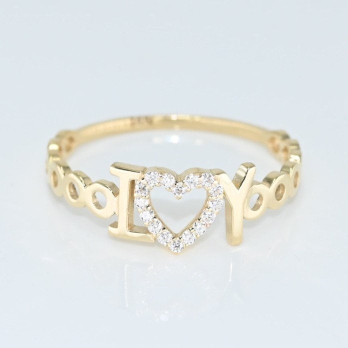 14K Solid Gold Love You Ring, Echtgold Herz Einzigartiges Design Band Für Sie, Handgemachte Feinen Schmuck Von Selanica von SelanicaFineJewelry