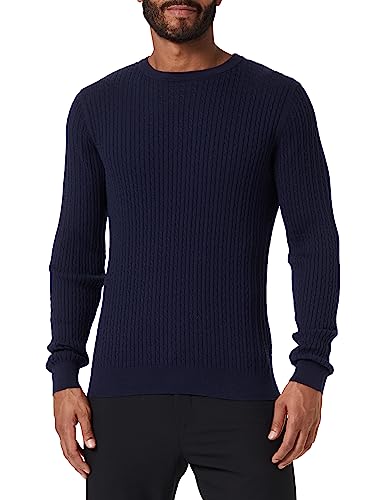 SELETED HOMME Herren SLHBERG Cable Crew Neck NOOS Pullover, Navy Blazer/Detail:Melange, Medium von SELETED HOMME