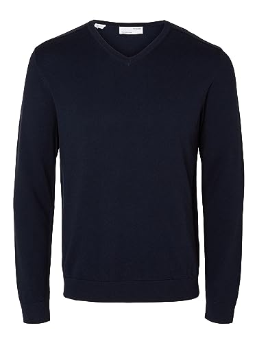 SELETED HOMME Herren SLHBERG LS Knit V-Neck NOOS Pullover, Navy Blazer/Detail:Melange, Medium von SELECTED HOMME