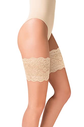 Selente Lovely Legs Damen elastische Oberschenkelbänder aus Spitze, made in EU, Ecru-Spitze, M-L von Selente
