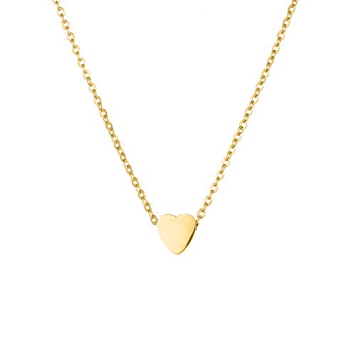 Self Love Club® Filigrane Halskette Damen 14K vergoldet mit Herz Anhänger aus Edelstahl in Gold - Wasserfeste & Hautverträgliche 316L Chirurgenstahl Kette von Self Love Club