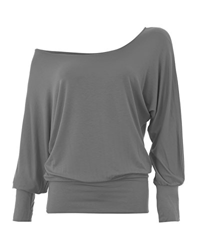 Damen Fledermaus Langarm T-Shirt Gr. 48, dunkelgrau von Selfie Design