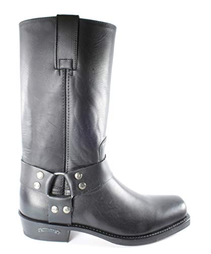 Sendra Boots 1918 Pete Schwarz Damen Herren Biker Basic Western Cowboystiefel Eckiger Zehe Leicht Abgeschragter Absaztz Feste Dekorative Sporn Anziehlaschen Echtes Leder Größe 38 von Sendra