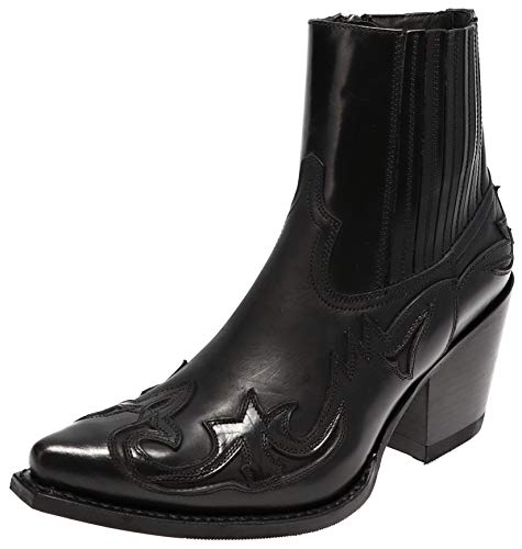 Sendra Boots Damen Cowboystiefel 16598 Negro Lederstiefelette Westernstiefelette Schwarz 41 EU von Sendra