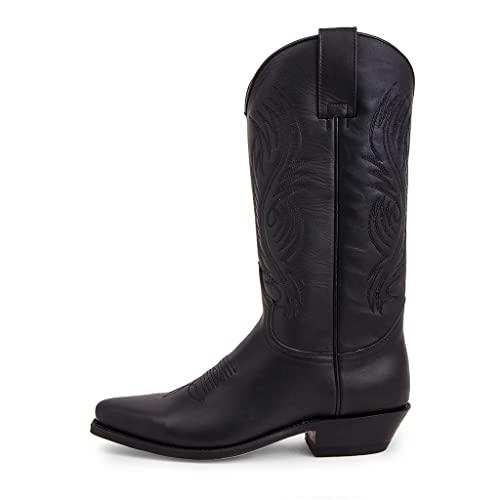 Sendra Boots - 2605 Cowboystiefel für Damen und Herren mit Shuhabsatz und verlängerter Spitze - Country Boots Style in Schwarz - Elegante Cowboystiefel - 38 von Sendra