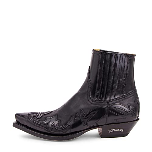 Sendra Boots - 4660 Cowboystiefel für Damen und Herren mit Absatz und verlängerter Spitze - Country Boots Style in Schwarz - Elegante Cowboystiefel - 37 von Sendra