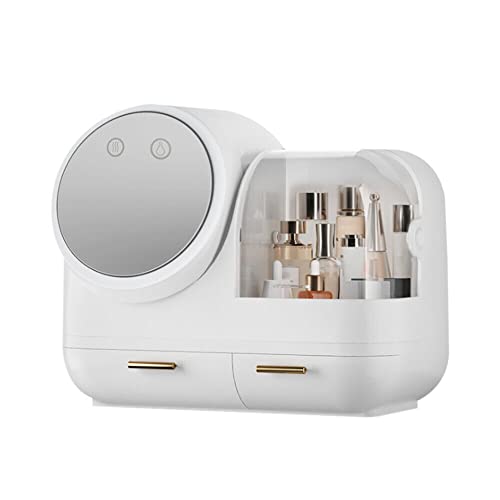 Make-up-Organizer, Make-up-Box, wasserdicht, staubdicht, Kosmetikspiegel, Aufbewahrungsbox, Licht und Deckel, staubdicht, LED-Lampe, USB-Ladegerät, weiß, Make-up Make-up-Organizer, Make-up-Box, wasserdicht, staubdicht, Kosmetikspiegel, Aufbewahrungsbox, Licht und Deckel, staubdicht, LED-Lampe, USB-Ladegerät, weiß, Make-up von Sengfwin