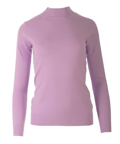 Seniorenmode24 Damen Senioren Oma Pullover Feintrick Strickpullover mit Stehkragen Schildkröten Kragen kuschelig weich ideal für Omas (DE/NL/SE/PL, Numerisch, 38, 40, Regular, Regular, Flieder) von Seniorenmode24