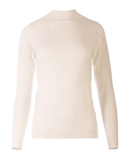 Seniorenmode24 Damen Senioren Oma Pullover Feintrick Strickpullover mit Stehkragen Schildkröten Kragen kuschelig weich ideal für Omas (DE/NL/SE/PL, Numerisch, 38, 40, Regular, Regular, weiß) von Seniorenmode24