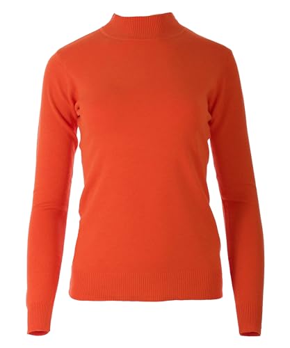 Seniorenmode24 Damen Senioren Oma Pullover Feintrick Strickpullover mit Stehkragen Schildkröten Kragen kuschelig weich ideal für Omas (DE/NL/SE/PL, Numerisch, 44, 46, Regular, Regular, orange) von Seniorenmode24