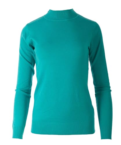 Seniorenmode24 Damen Senioren Oma Pullover Feintrick Strickpullover mit Stehkragen Schildkröten Kragen kuschelig weich ideal für Omas (DE/NL/SE/PL, Numerisch, 46, 48, Regular, Regular, Petrol) von Seniorenmode24