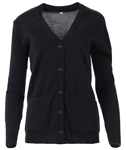 Seniorenmode24 Damen Senioren Oma Strickjacke Strickpullover mit Knöpfen kuschelig weich aus Baumwolle ideal für pflegebedürftige Omas (DE/NL/SE/PL, Numerisch, 42, 44, Regular, Regular, schwarz) von Seniorenmode24