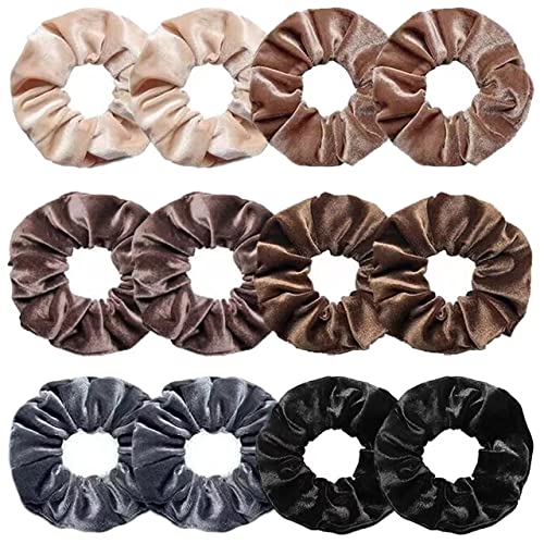 Senllori Scrunchies für Frauen, 12 Stück Samt-Haargummis für Haare, klassische, elastische, dicke Haarbänder, Krawatten, weiche Seile, Pferdeschwanzhalter, Haarschmuck von Senllori