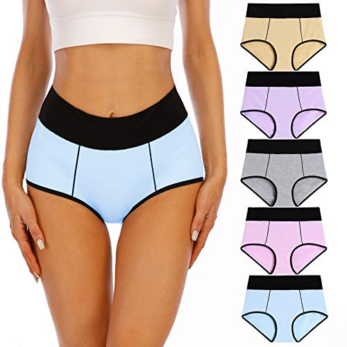 Senllori Unterhosen Damen Hohe Taille Baumwolle Unterwäsche Taillenslip Frauen Slips Mehrfarbig Größe 2XL von Senllori